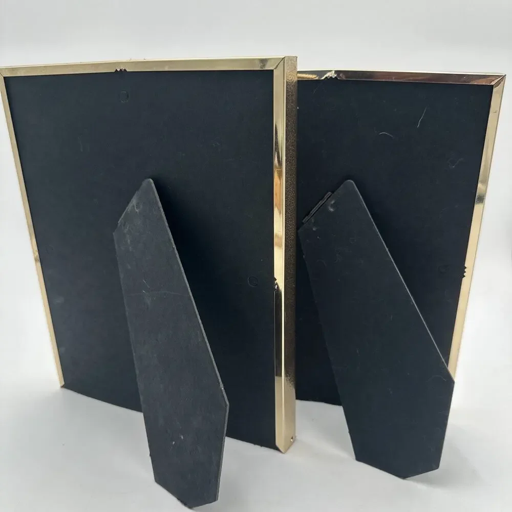 2- Vintage Photo Frames MCM Square 5x7 Or 8x10 Shadow Box Frame Gold Color
